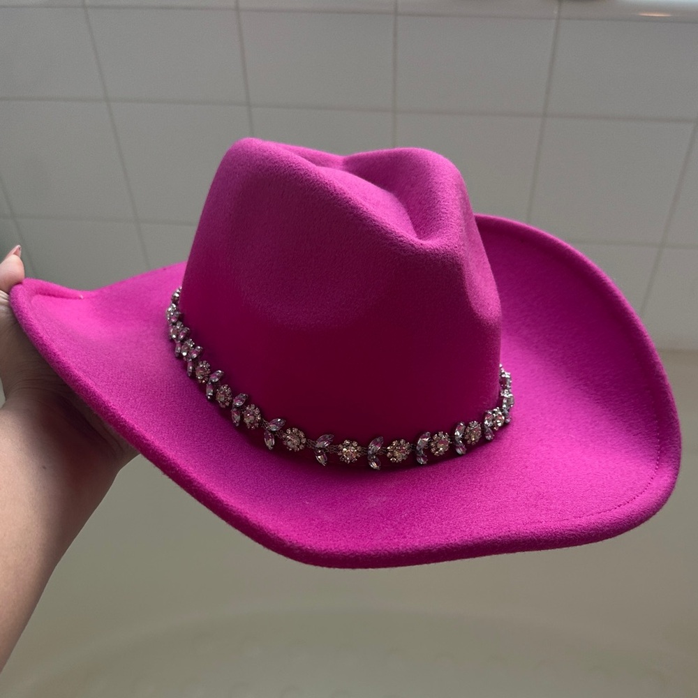 Pink Rhinestone Embellished Cowboy Hat